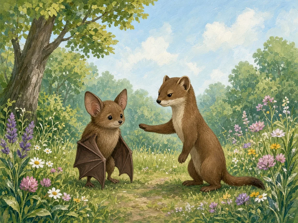 Minh họa Dơi và Hai con chồn