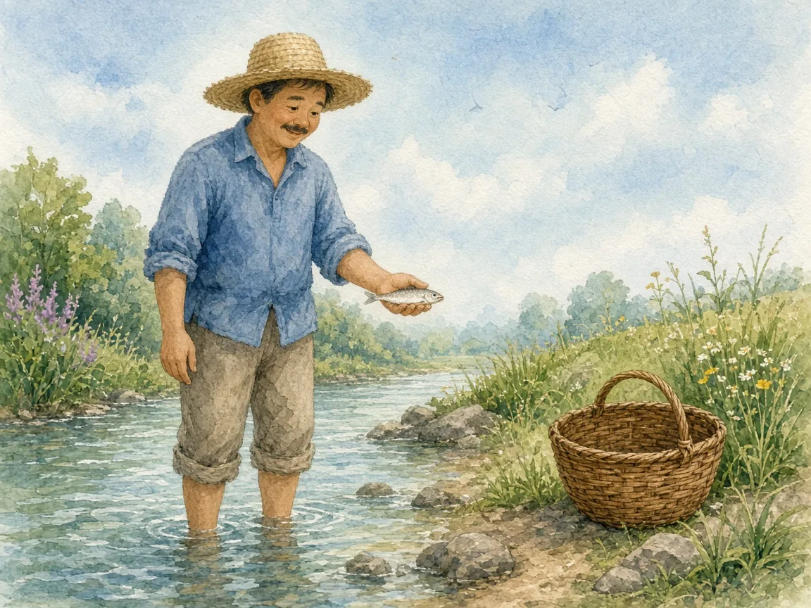 Minh họa Người đánh cá và Con cá nhỏ