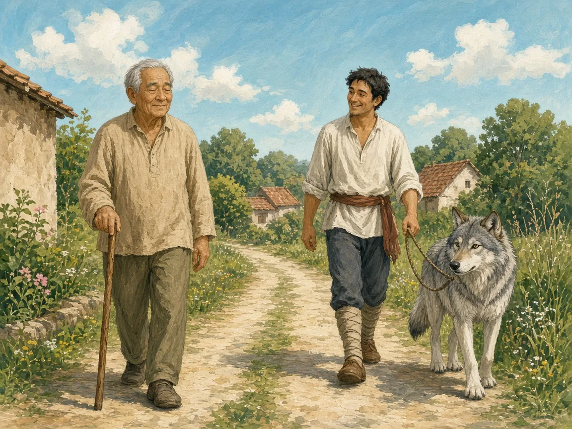 Minh họa Người mù và Con sói