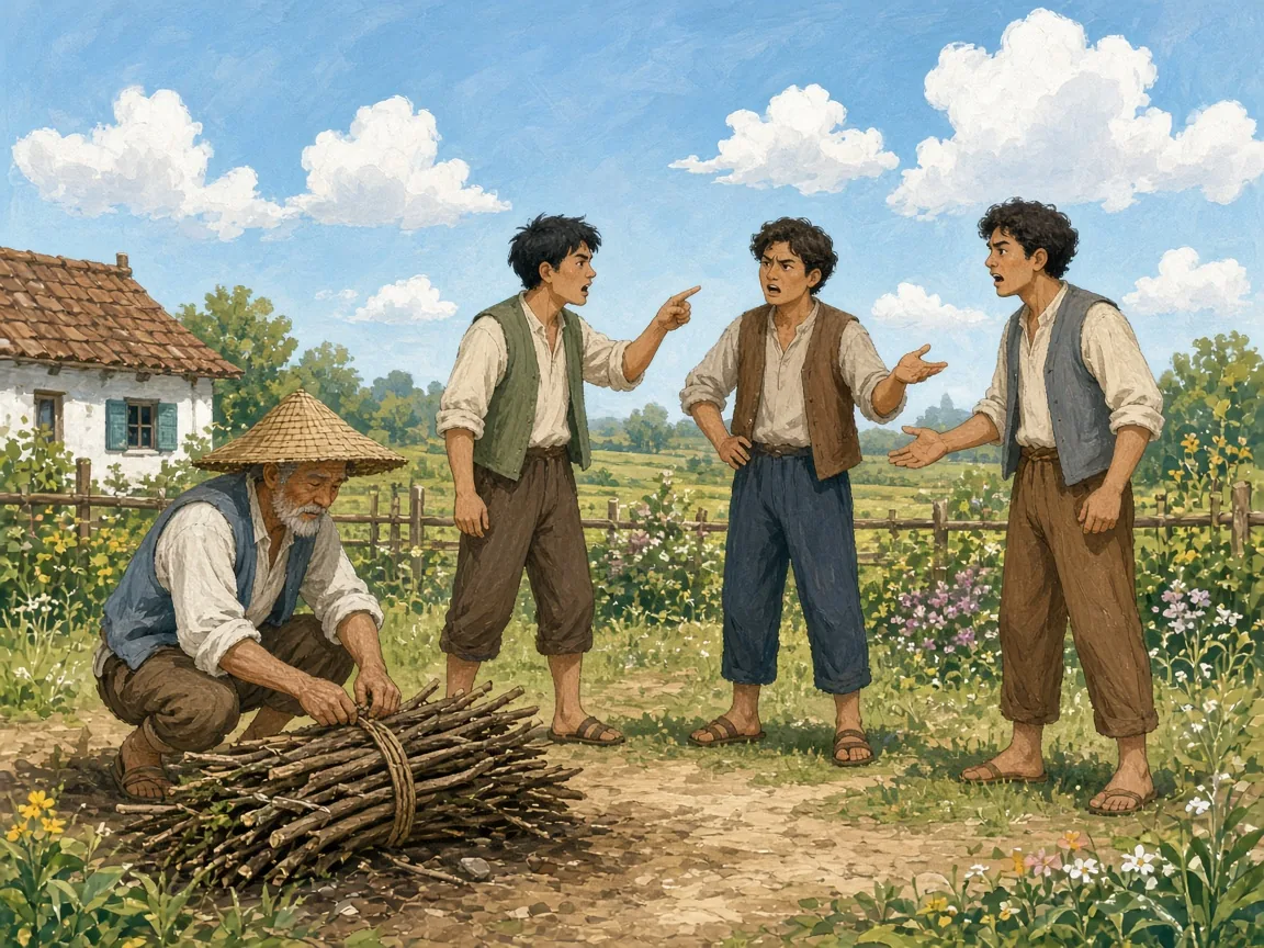 Minh họa Người nông dân và Các con trai
